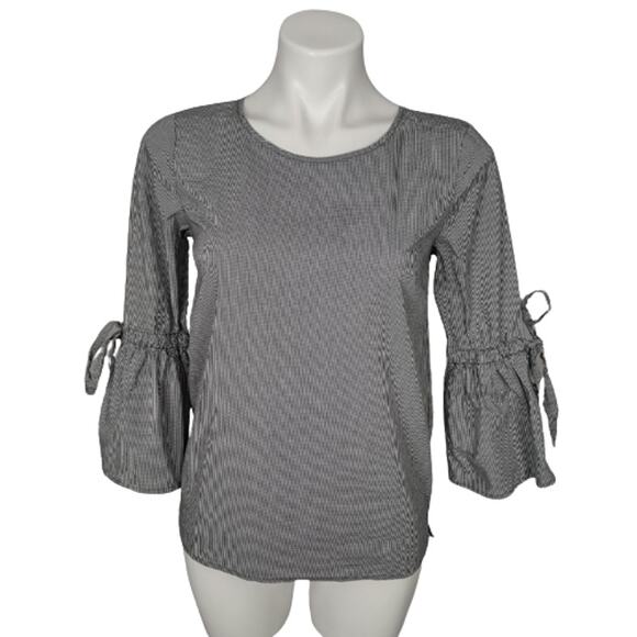 J. Crew Factory Micro Gingham Plaid Bow Sleeve Top Size XS - Picture 1 of 13